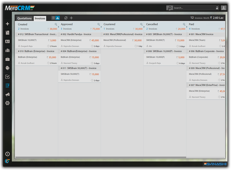 Invoice and Quotation management to view and manage all the Quotation and Invoice in different stages. Invoice and Quotation management to view and manage all the Quotation and Invoice in different stages.